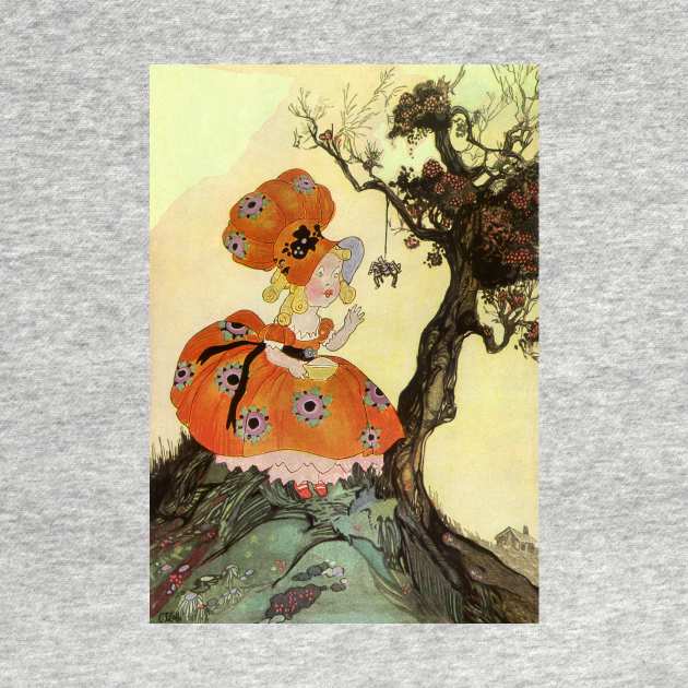 Vintage Mother Goose, Little Miss Muffet with Spider by MasterpieceCafe